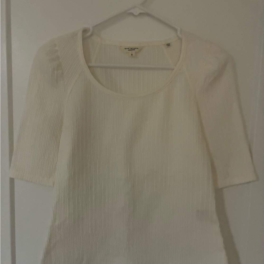 Max Studio Cream Short Sleeve Top